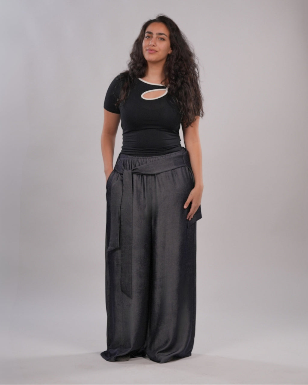 scarf wide-leg pants