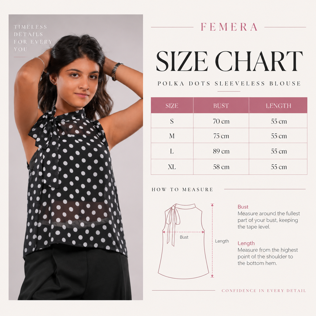 Polka dots sleeve less blouse
