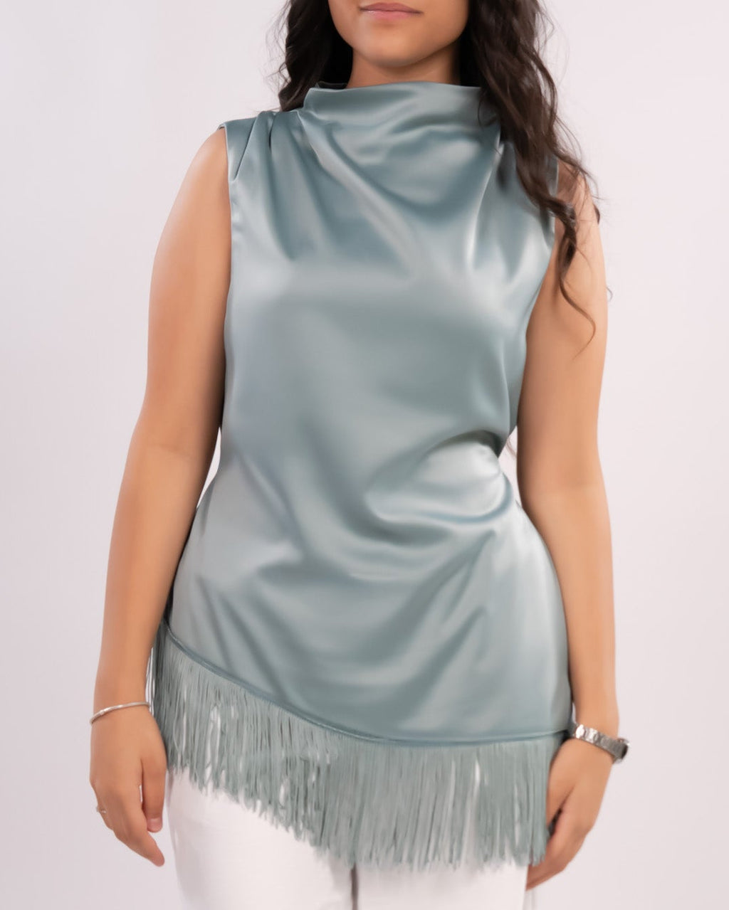 Draped satin top