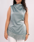 Draped satin top