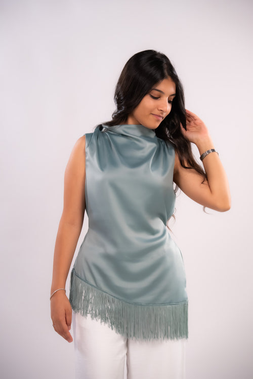 Draped satin top