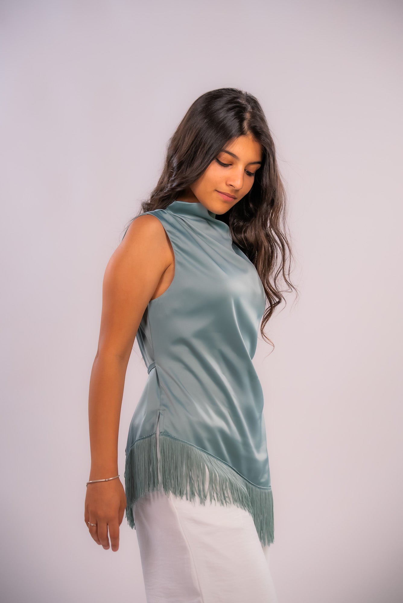 Draped satin top