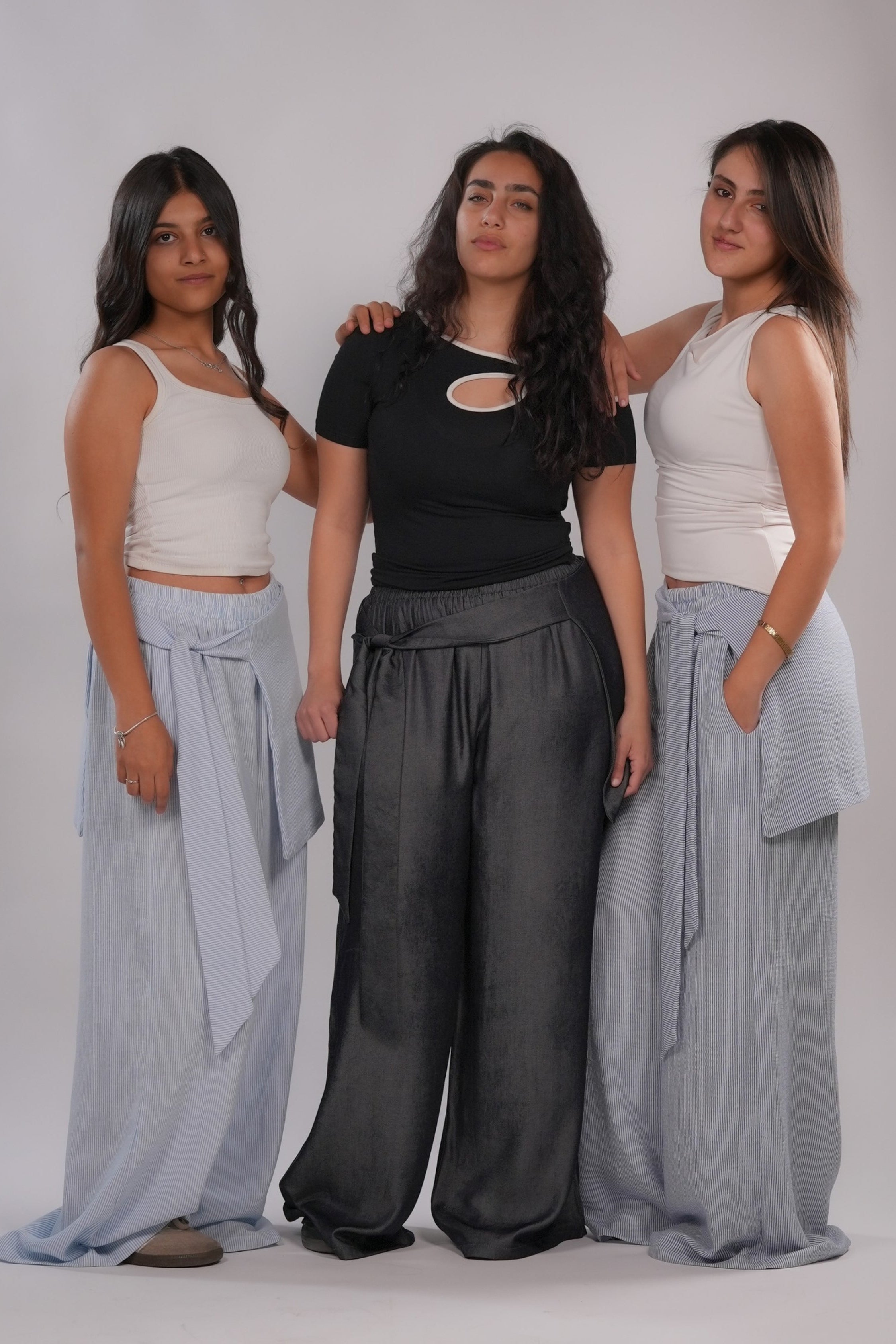 scarf panel wide-leg pants