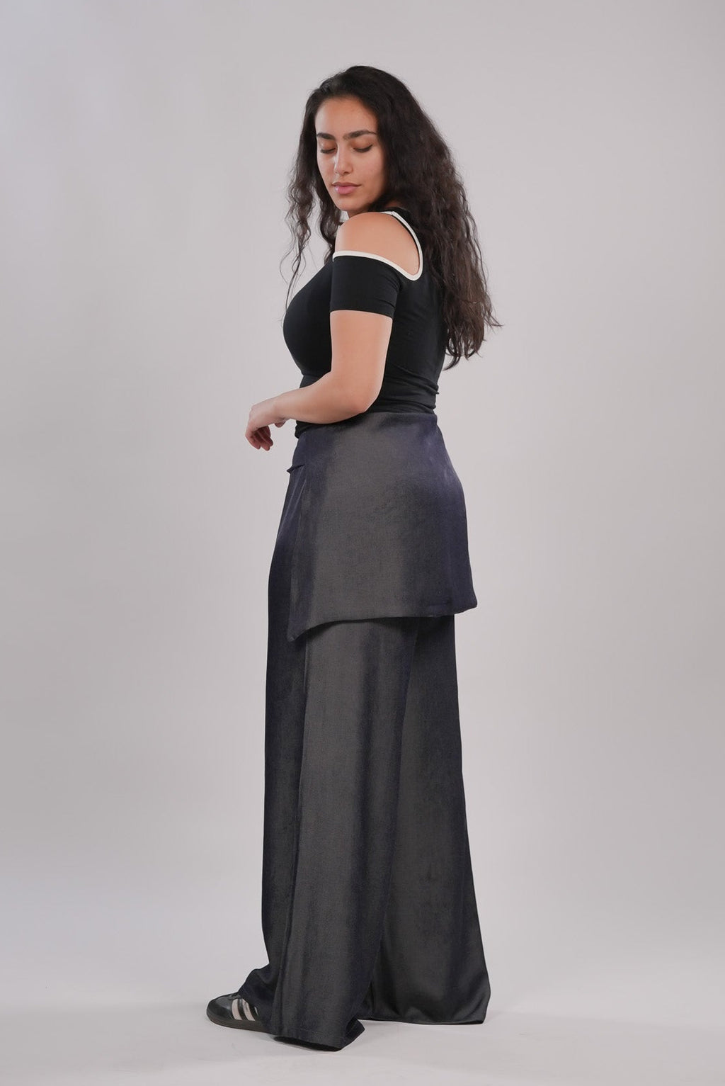 scarf panel wide-leg pants
