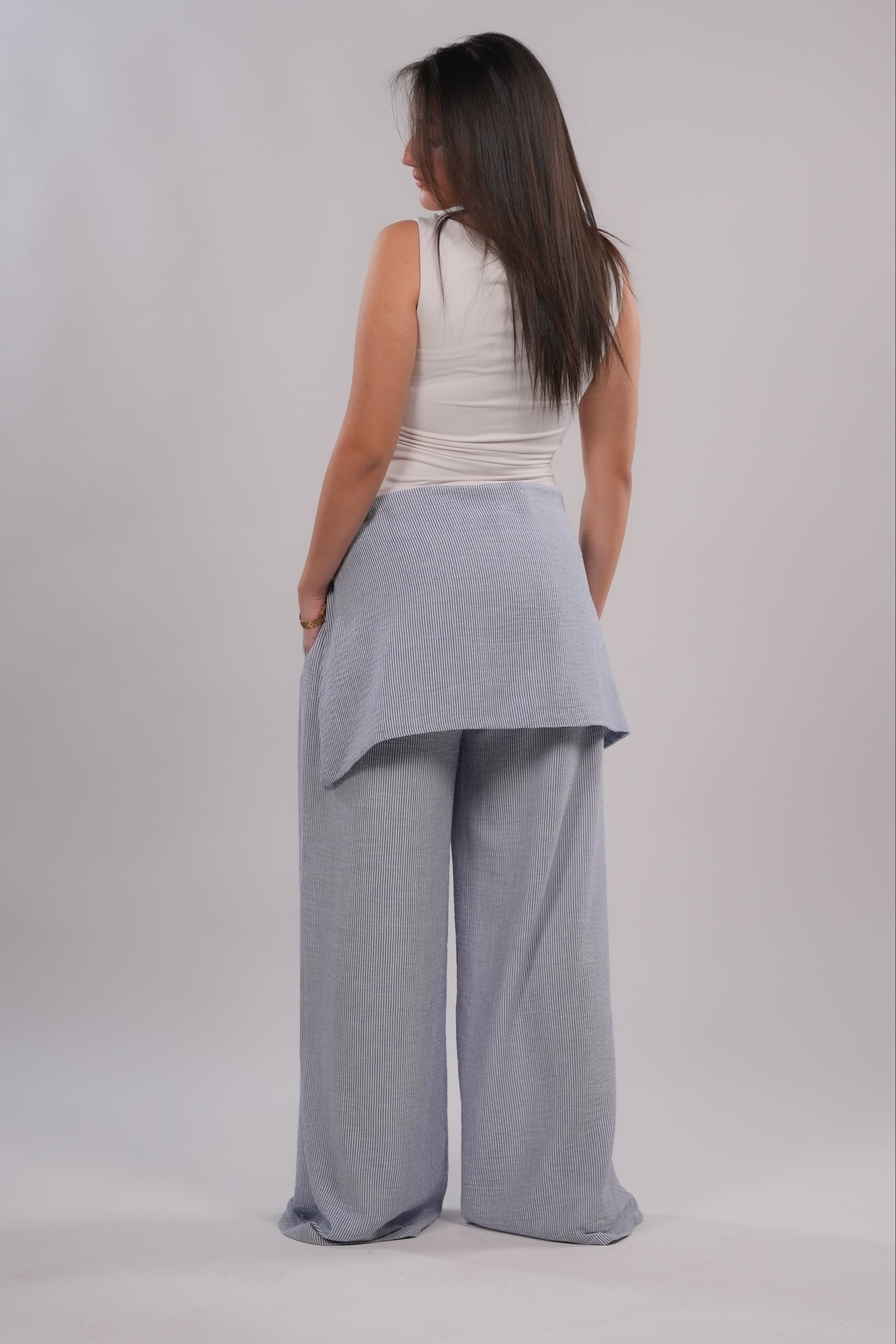 scarf panel wide-leg pants