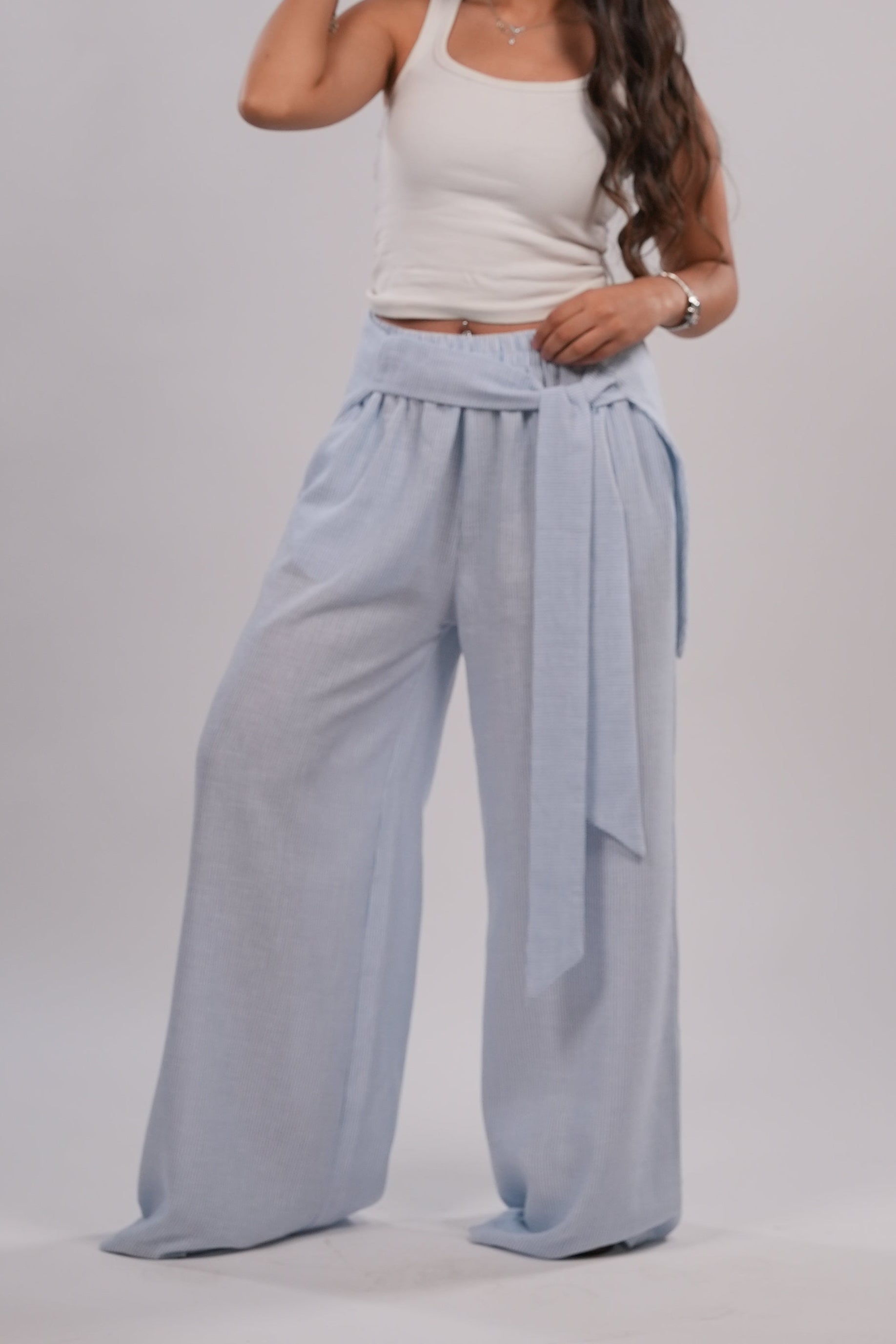 scarf panel wide-leg pants