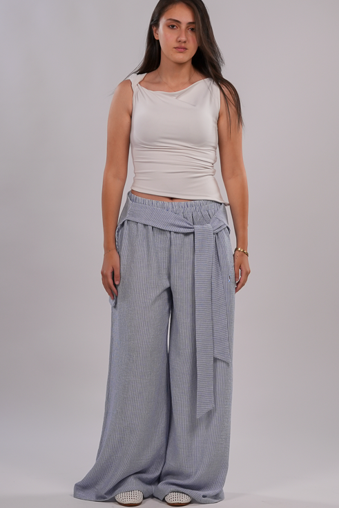 scarf panel wide-leg pants